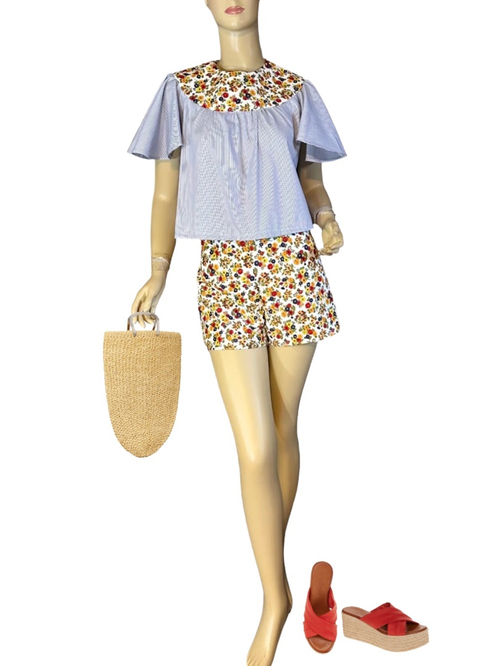 HAND-CRAFTED SLOW FASHION COORDINATING SHORT AND TOP SET APPX M